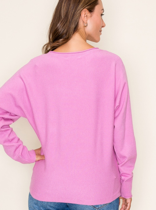 Pink Crew Neck Sweater - Tres Chic Boutique