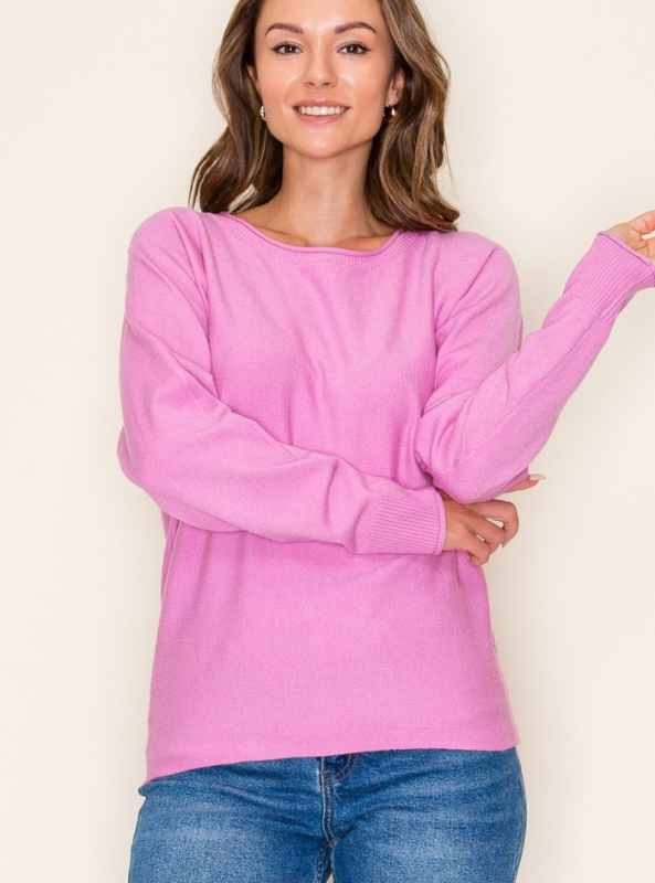 Pink Crew Neck Sweater - Tres Chic Boutique