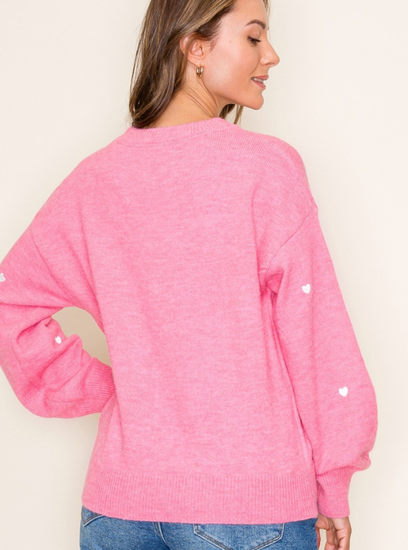 Pink Heart Sweater - Tres Chic Boutique