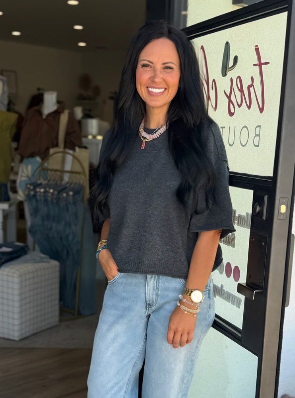 Reese Knit Top- Charcoal