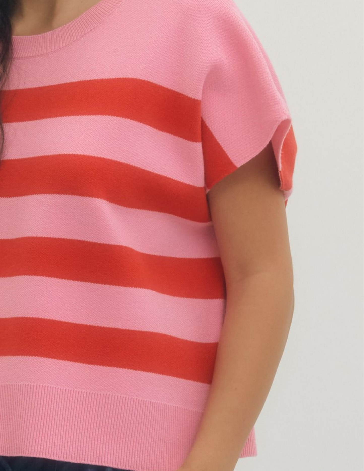 Stripe Knit Top- Pink