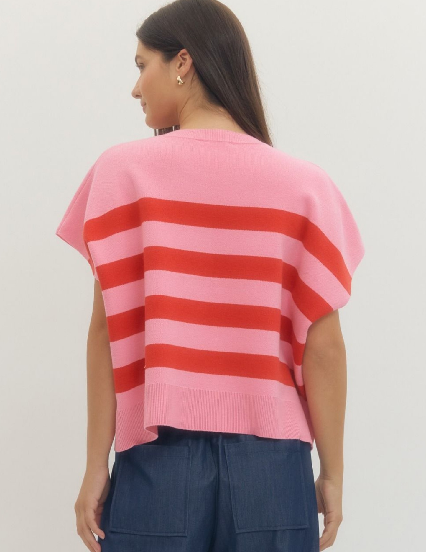 Stripe Knit Top- Pink