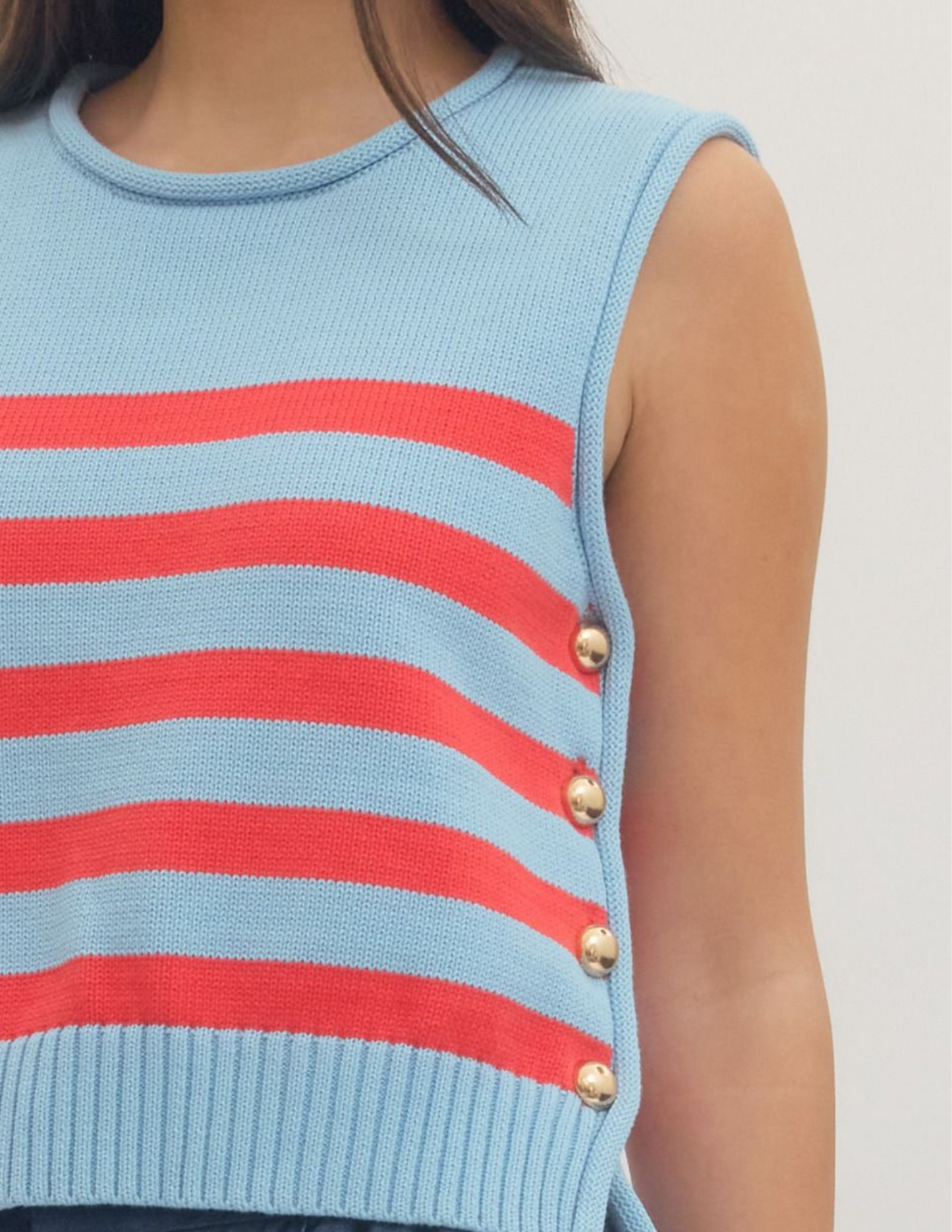 Striped Sleeveless Knit Top