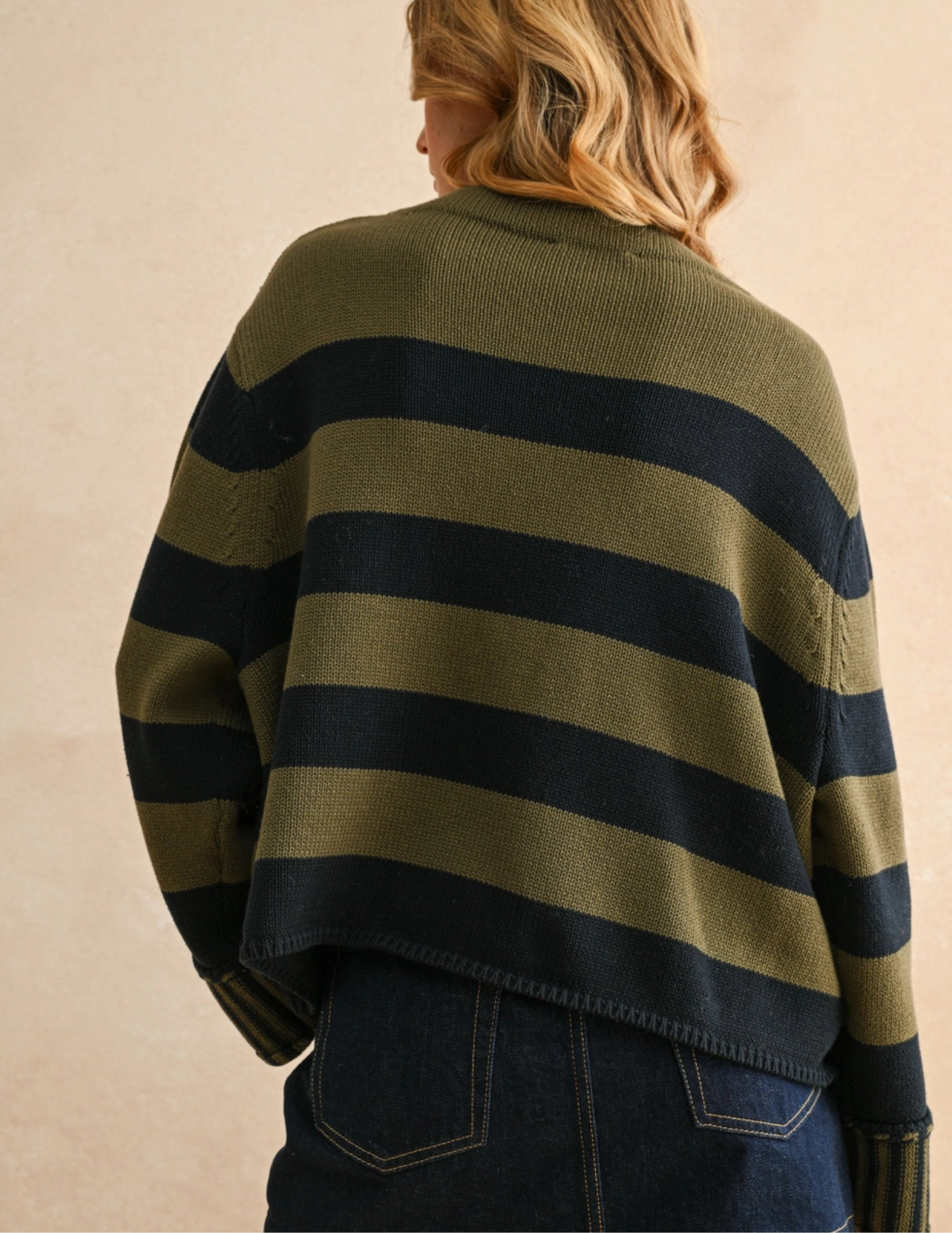 Navy & Olive Striped Sweater