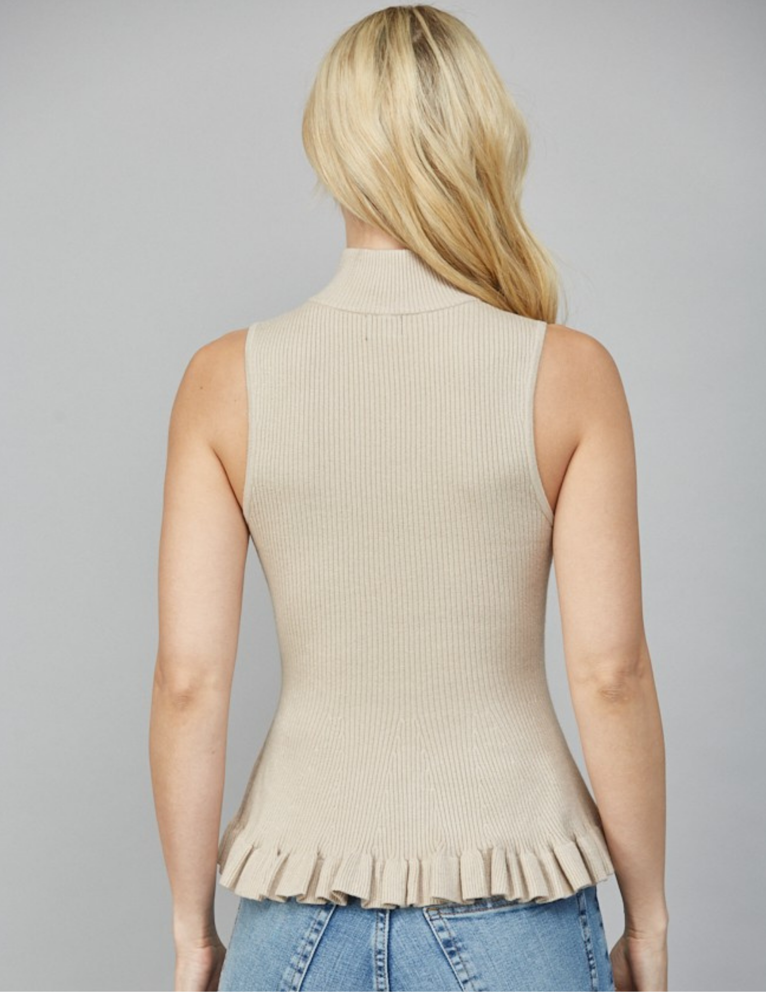 Taupe Mock Neck Peplum Sweater - Tres Chic Boutique