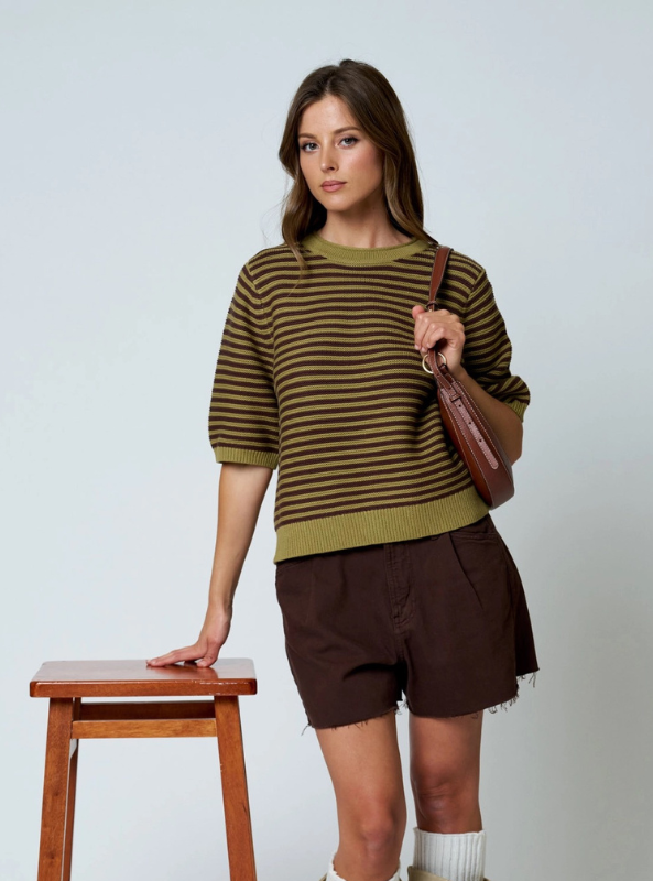 The Sabine Knit Top- Olive
