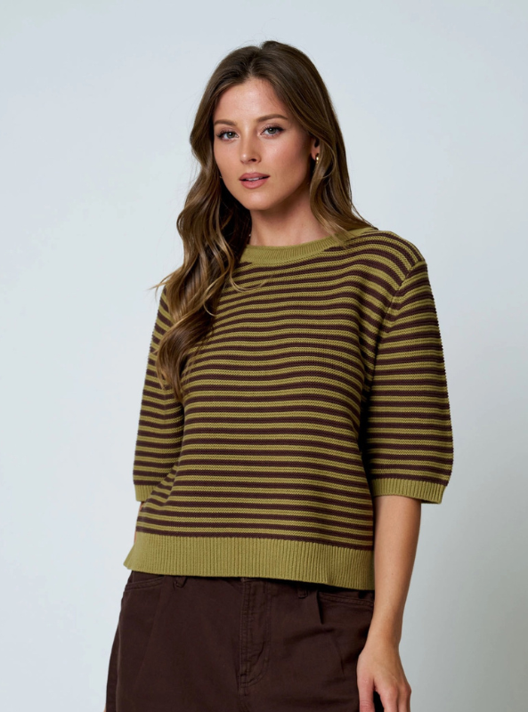 The Sabine Knit Top- Olive