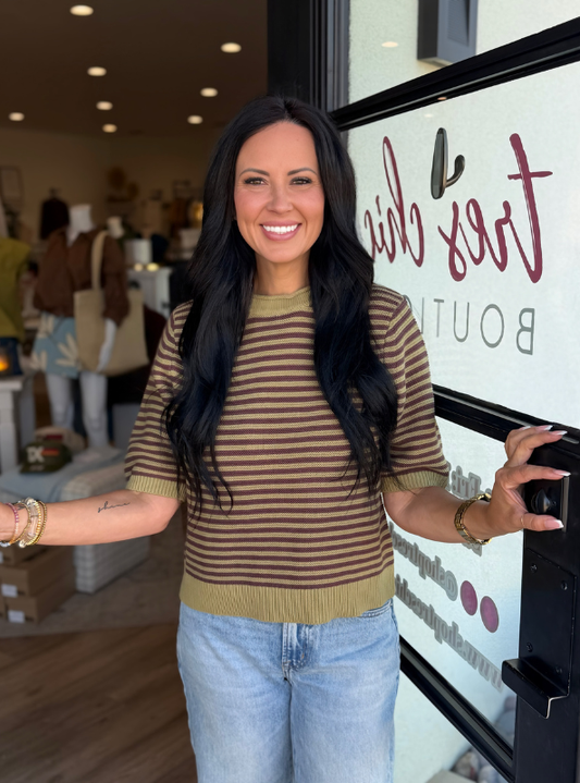 The Sabine Knit Top- Olive