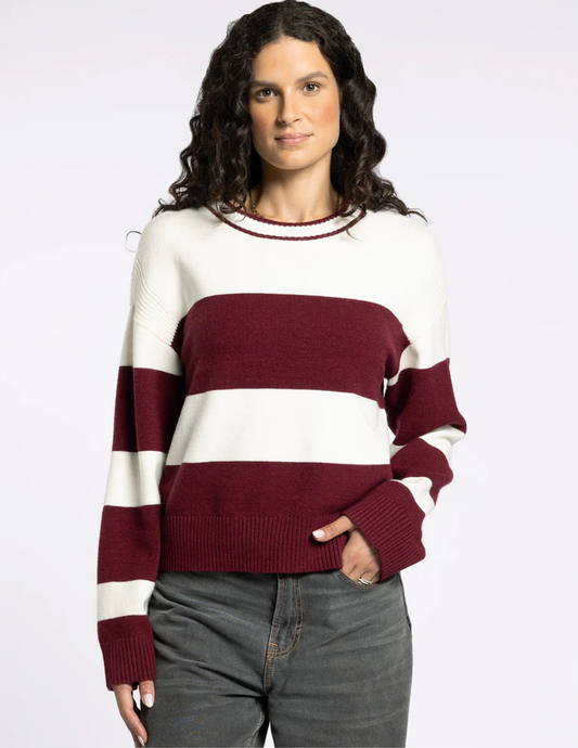 Tabitha Sweater- Burgundy & White