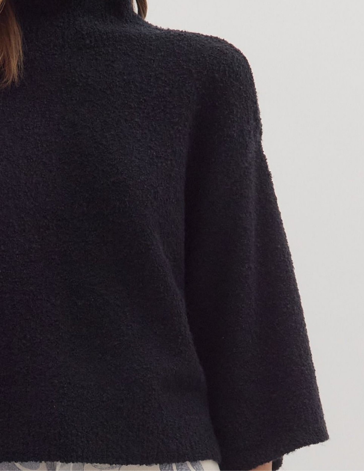 Three Quarter Knit Sweater- Black