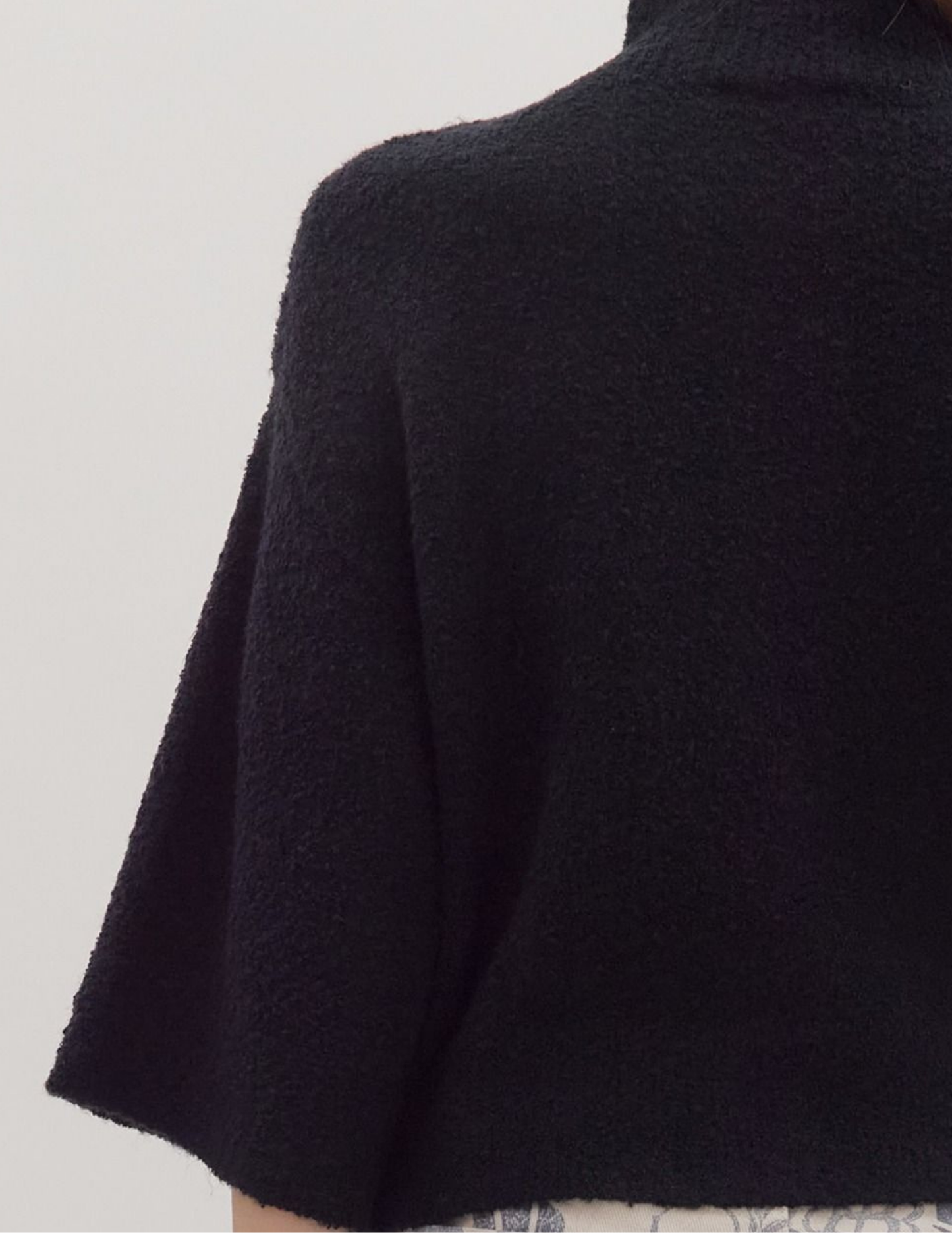 Three Quarter Knit Sweater- Black