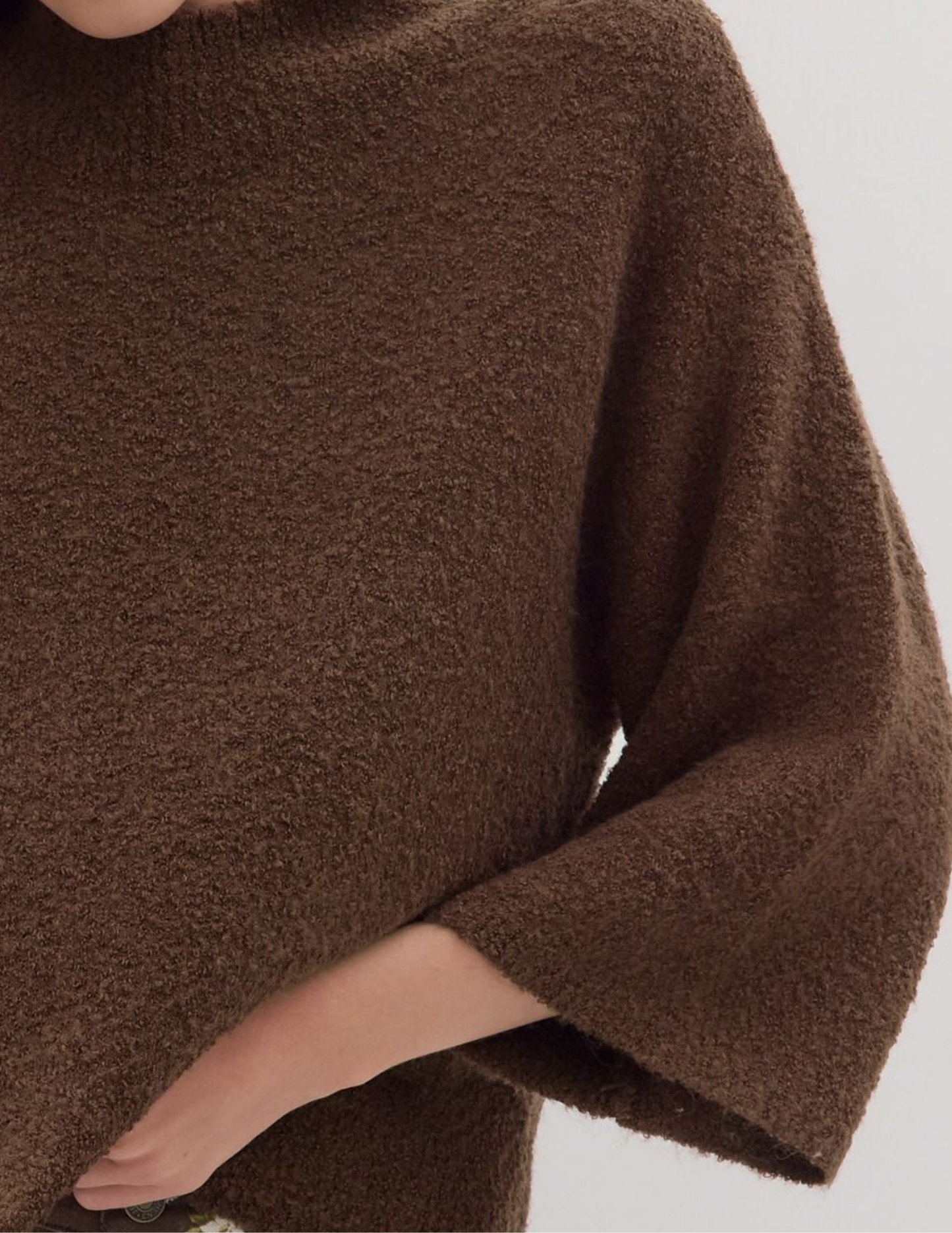 Three Quarter Knit Sweater- Brown