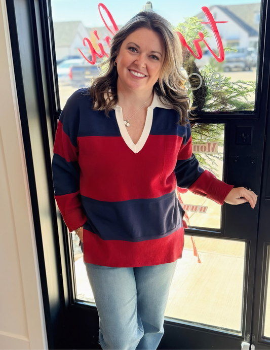 Touchline Striped Rugby Pullover