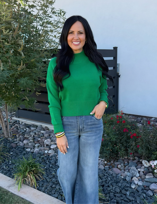 Uptown Mock Sweater- Green