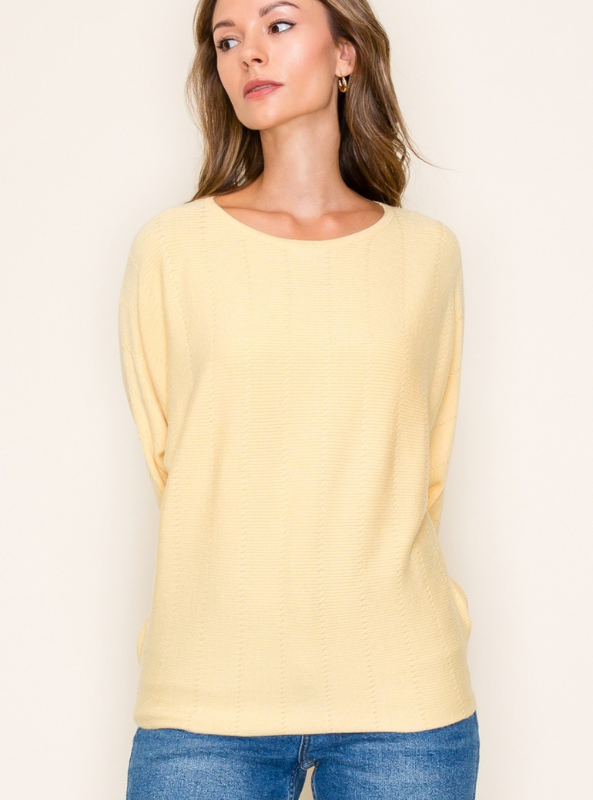 Yellow Boat Neck Sweater - Tres Chic Boutique