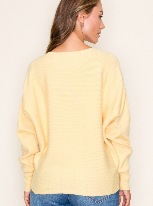 Yellow Boat Neck Sweater - Tres Chic Boutique