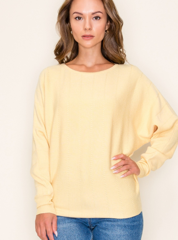 Yellow Boat Neck Sweater - Tres Chic Boutique