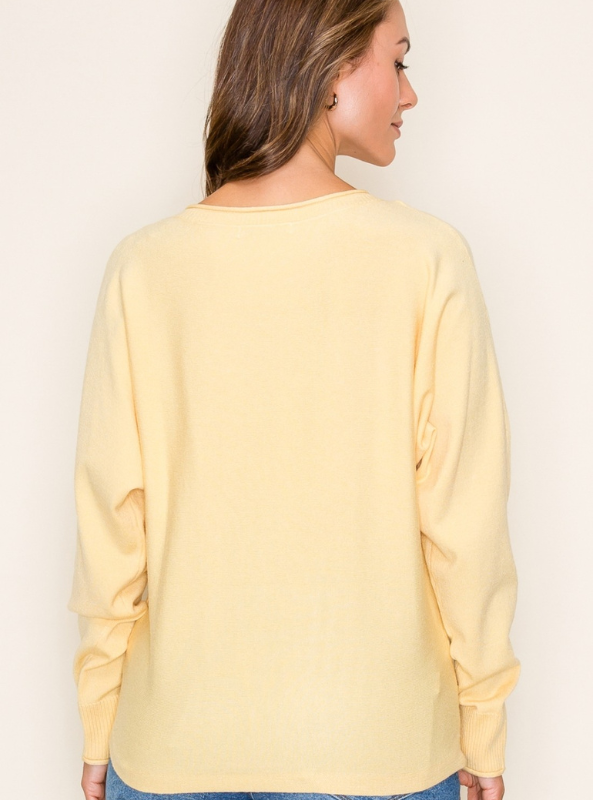 Yellow Crew Neck Sweater - Tres Chic Boutique