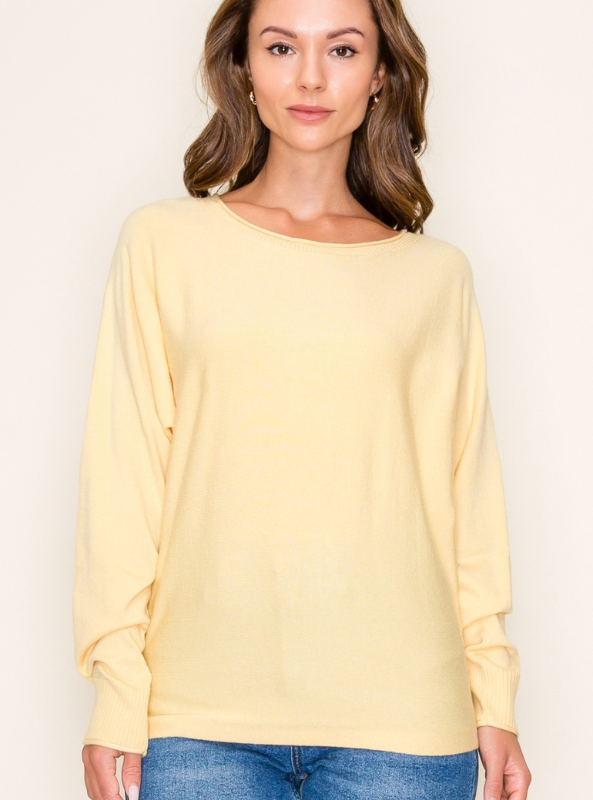 Yellow Crew Neck Sweater - Tres Chic Boutique