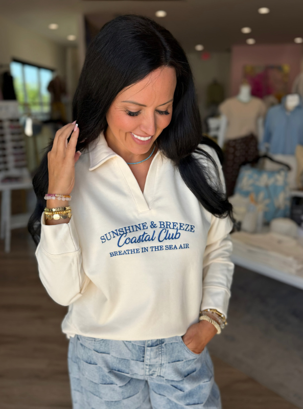 "Sunshine & Breeze" Polo Sweatshirt