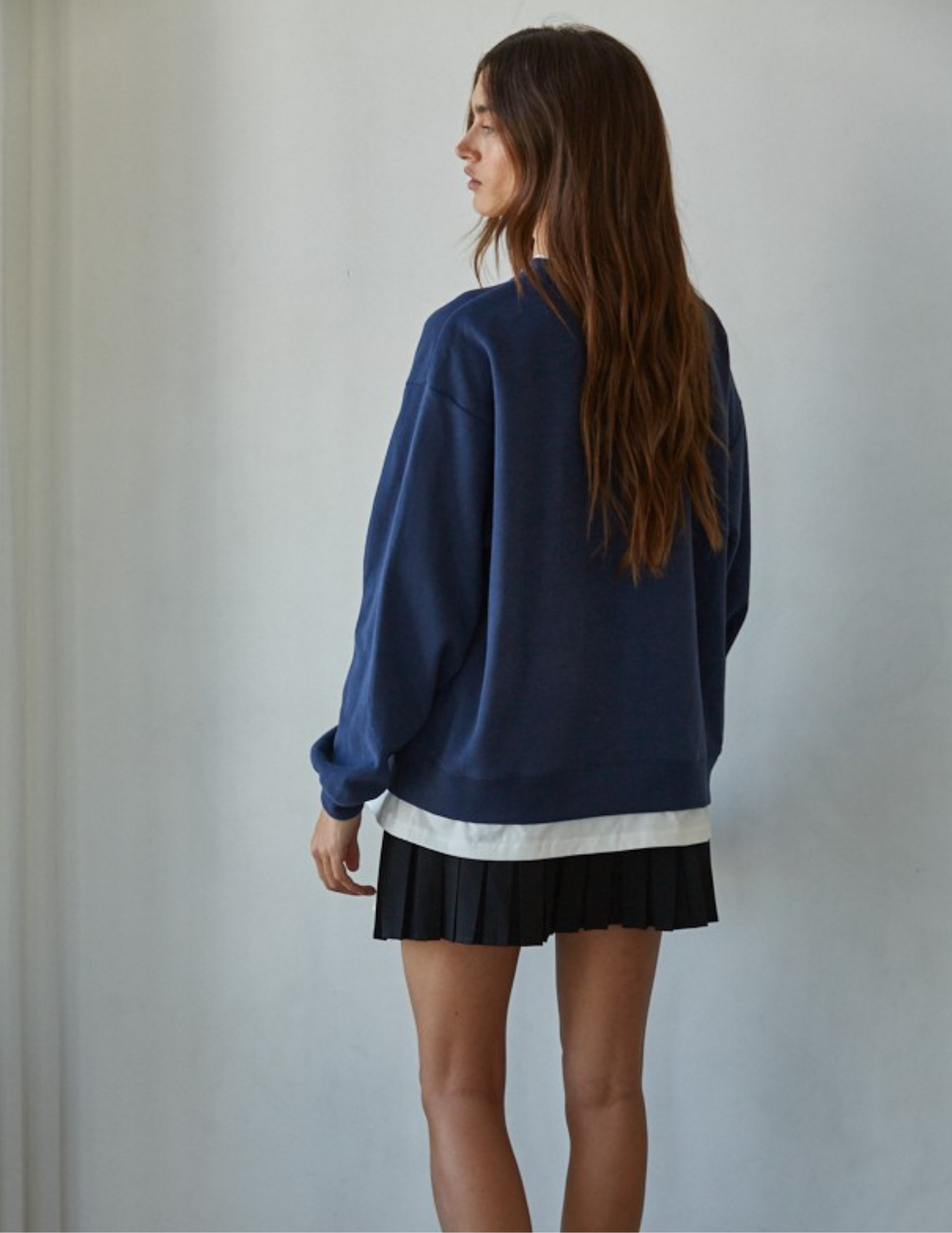 Always On Crew Twofer Pullover- Navy - Tres Chic Boutique