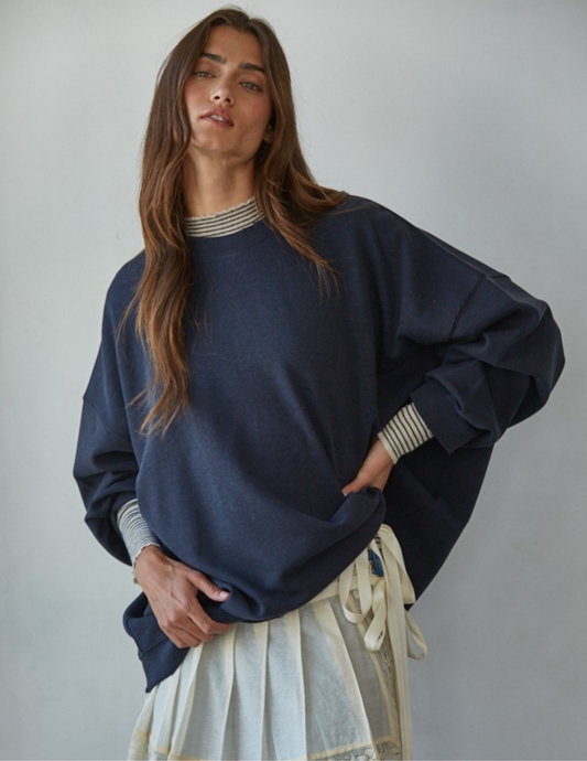 Around Town Crew Pullover- Dark Navy