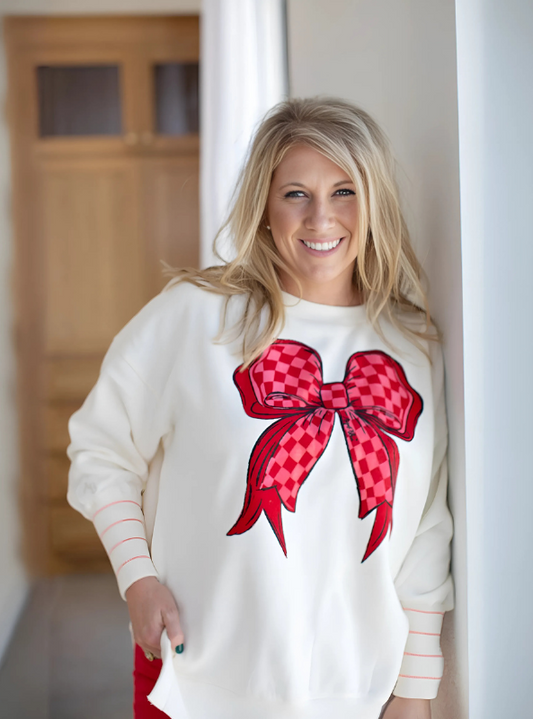 Red & Pink Bow Carli Graphic Sweatshirt