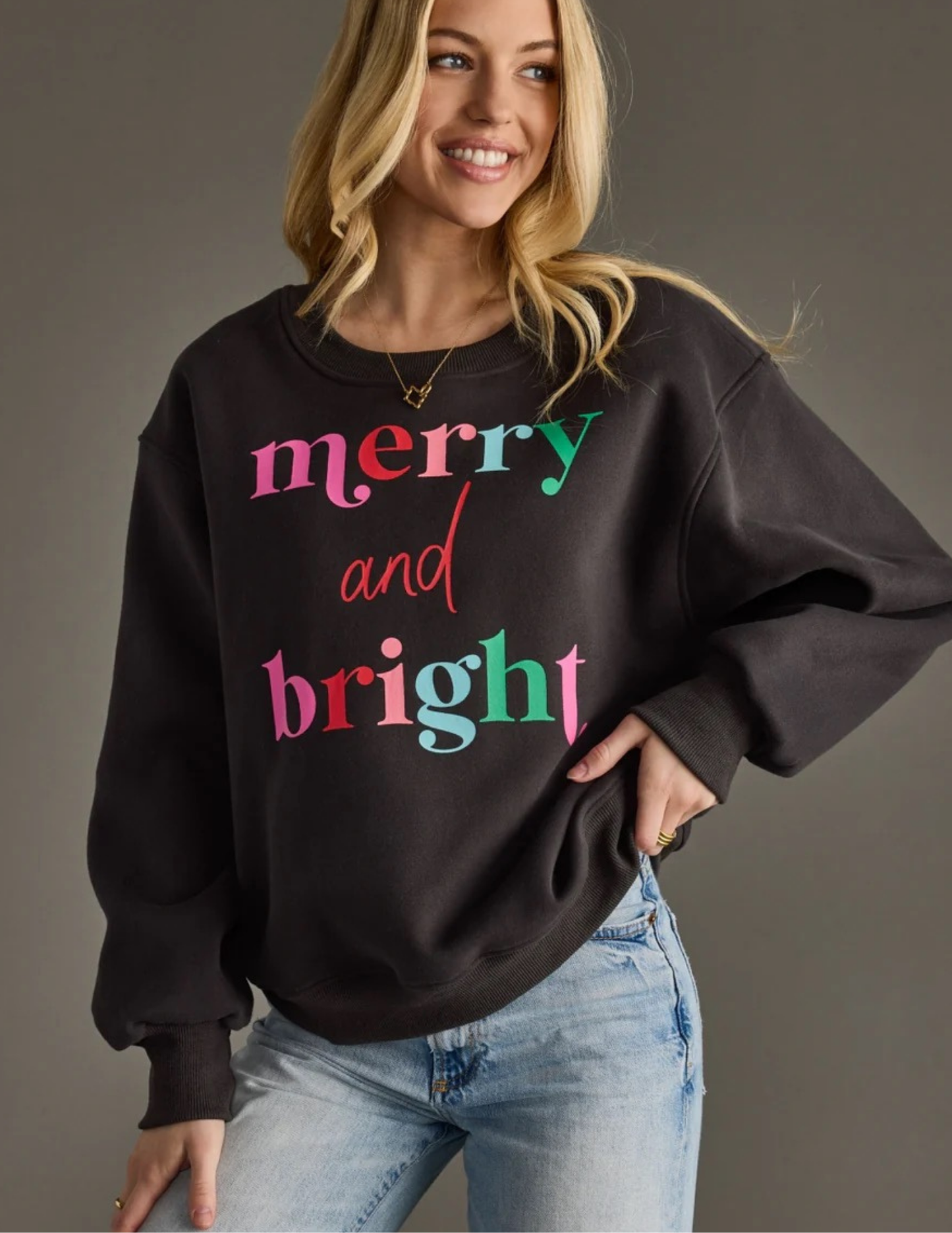 Charcoal Merry & Bright Sweatshirt