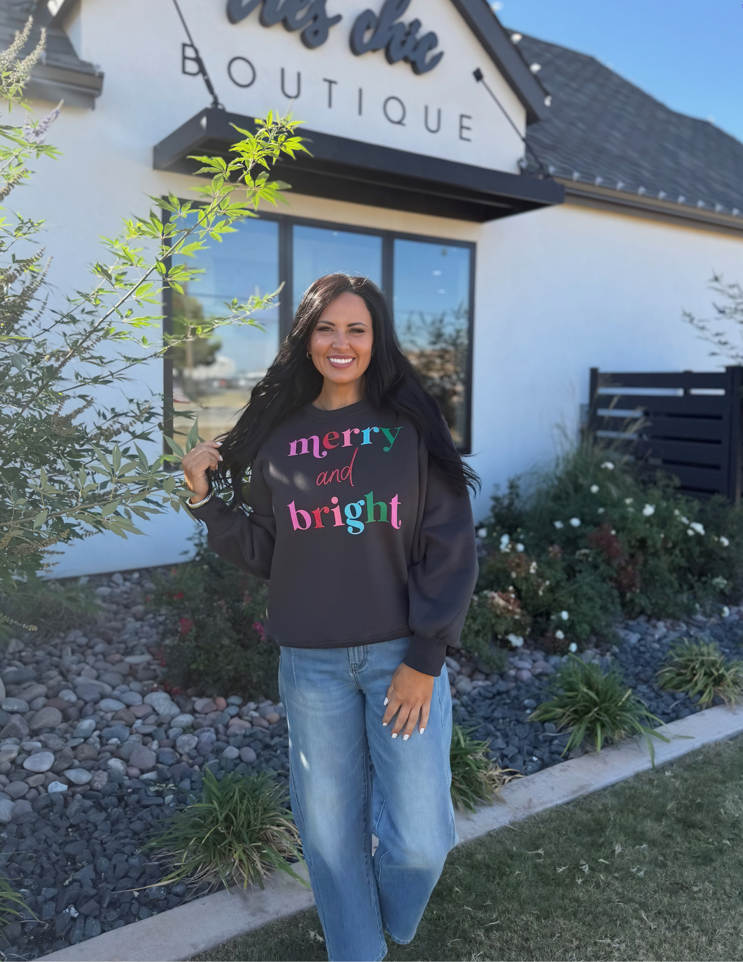 Charcoal Merry & Bright Sweatshirt