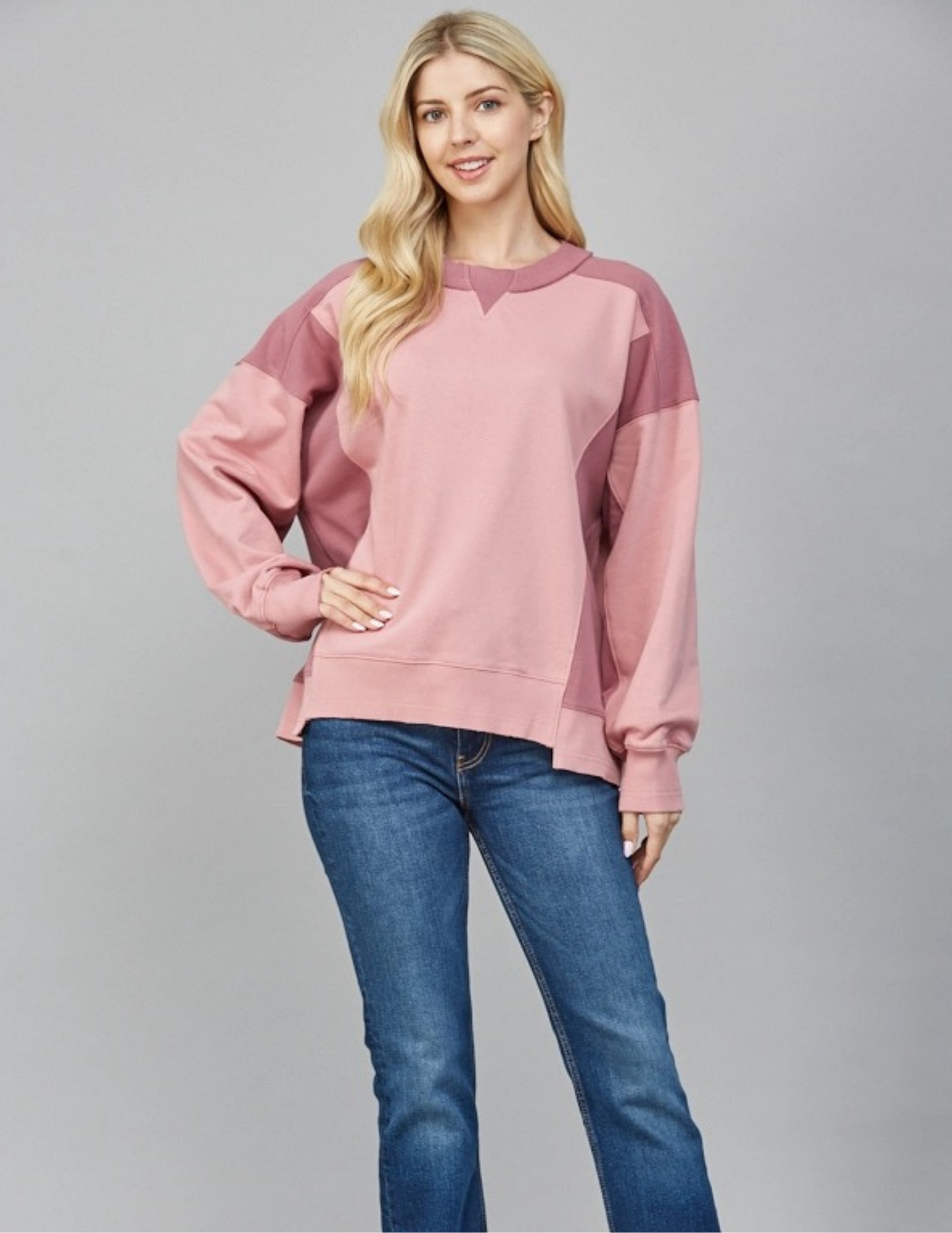 Colorblock Sweatshirt- Mauve