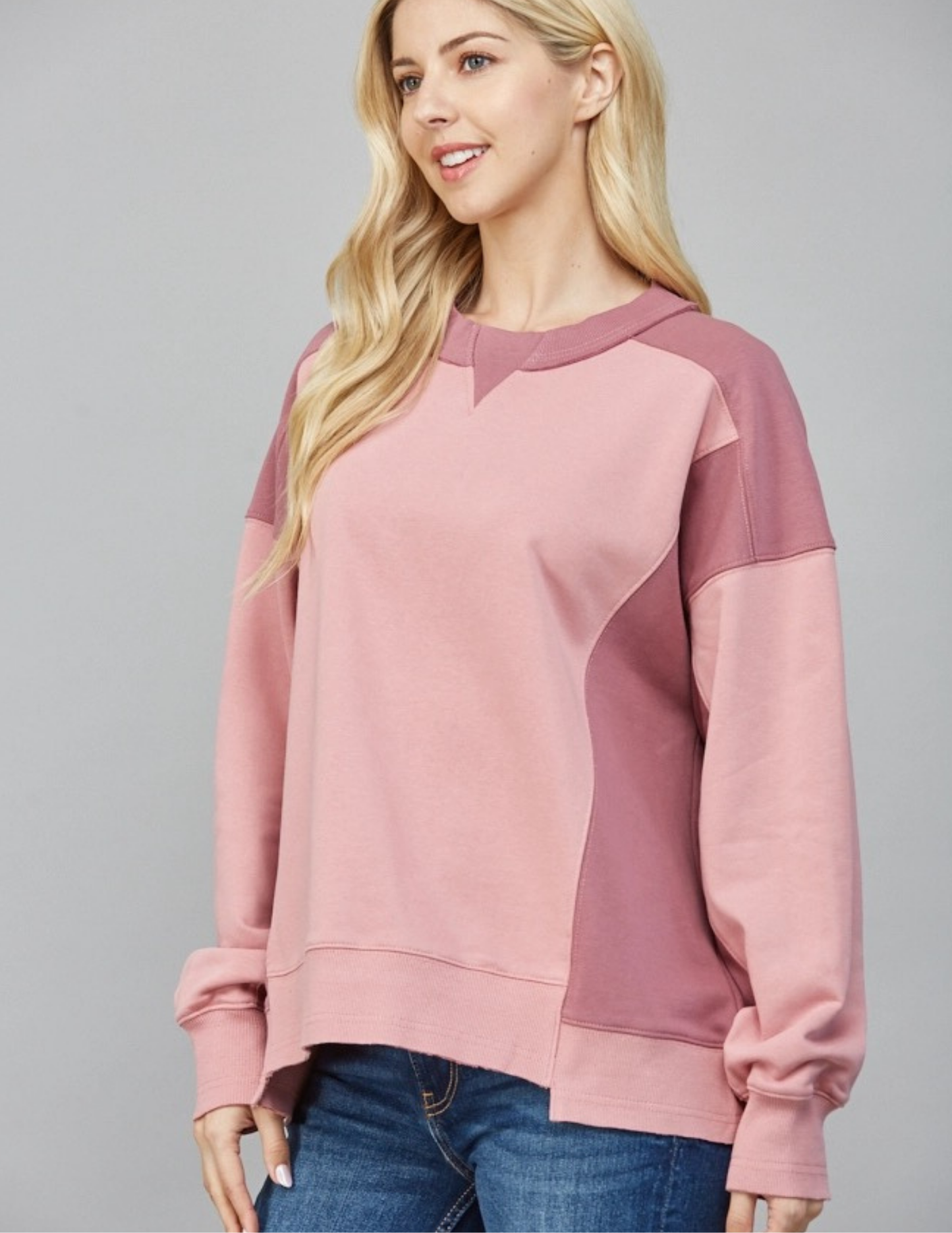 Colorblock Sweatshirt- Mauve