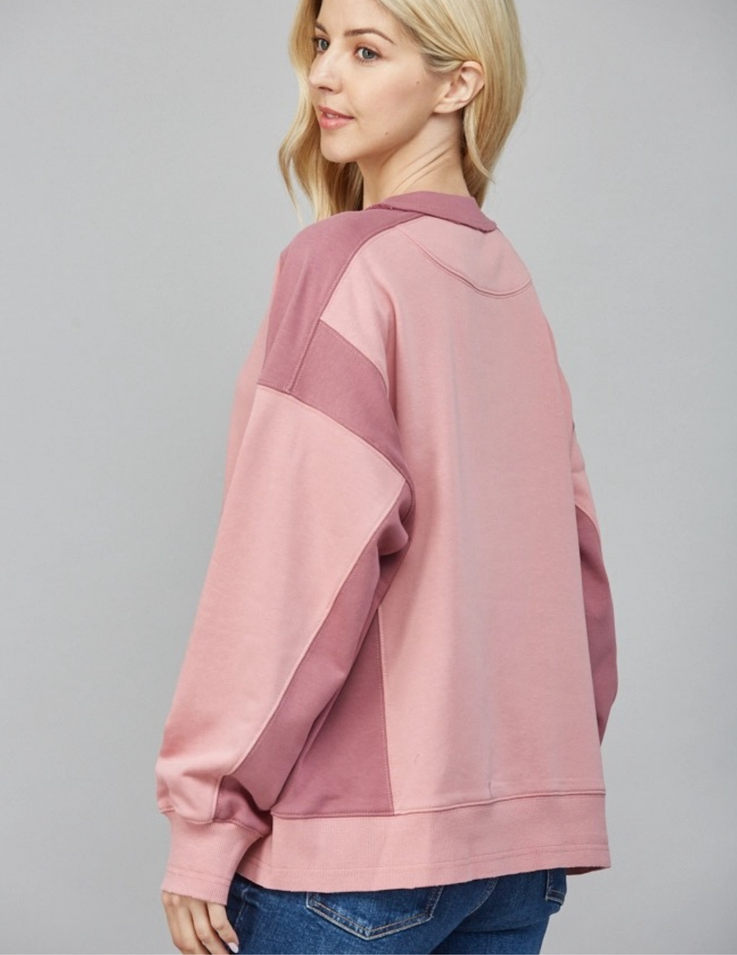 Colorblock Sweatshirt- Mauve