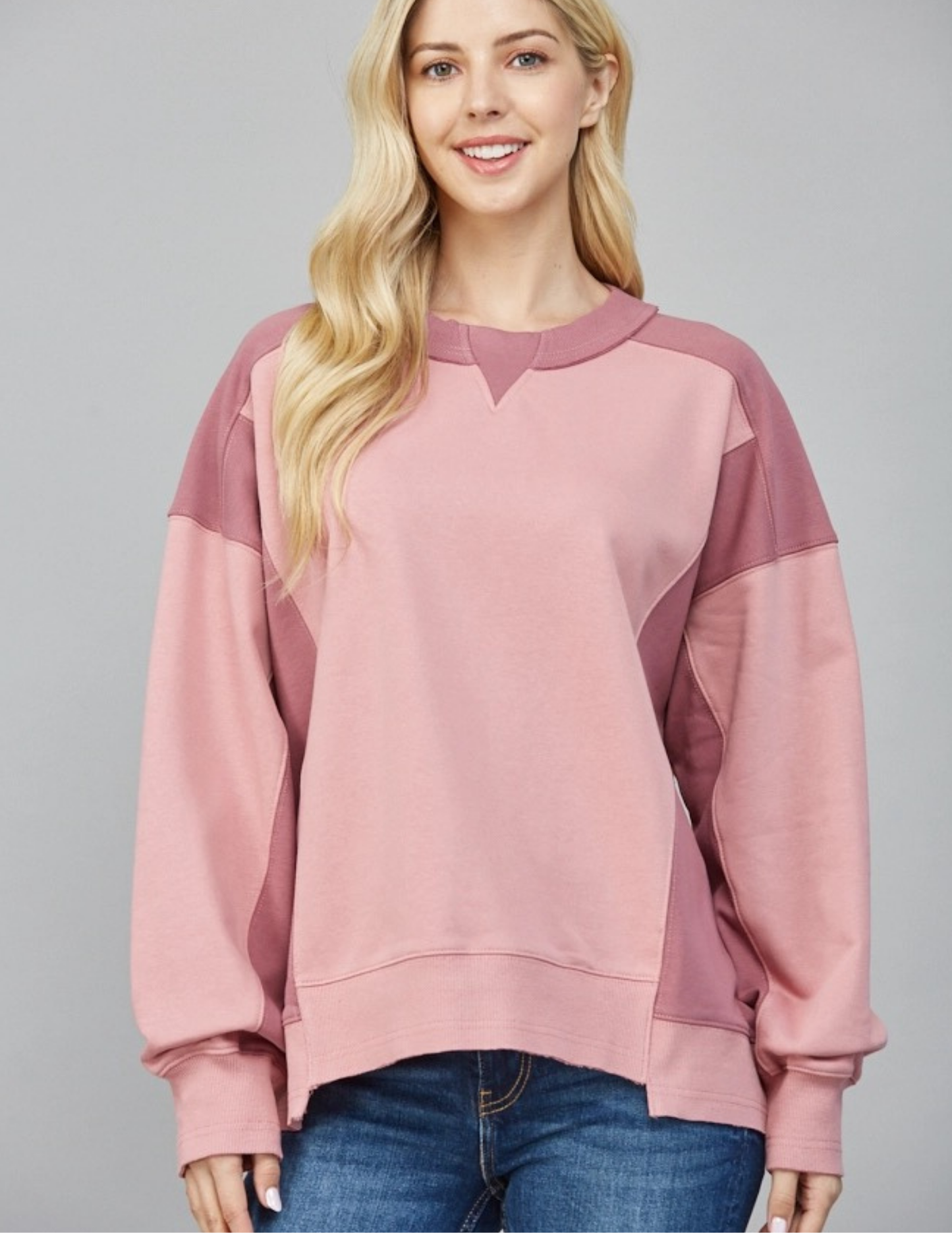 Colorblock Sweatshirt- Mauve