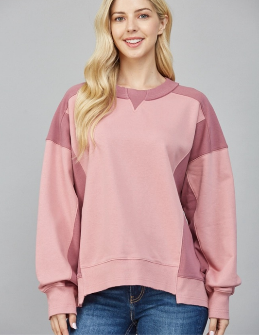 Colorblock Sweatshirt- Mauve