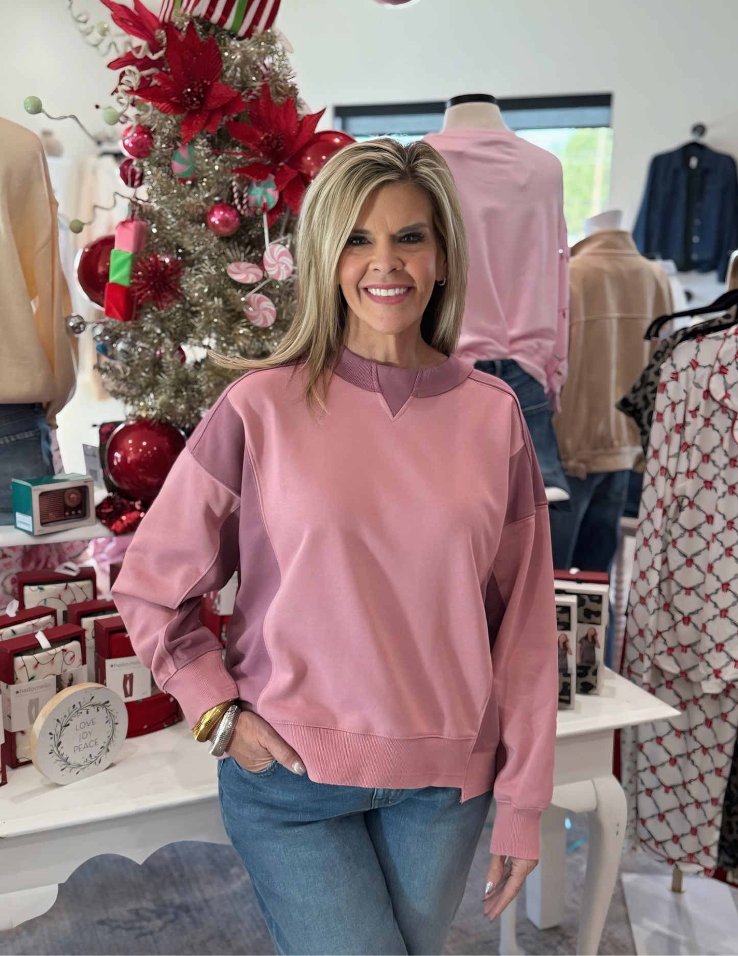 Colorblock Sweatshirt- Mauve