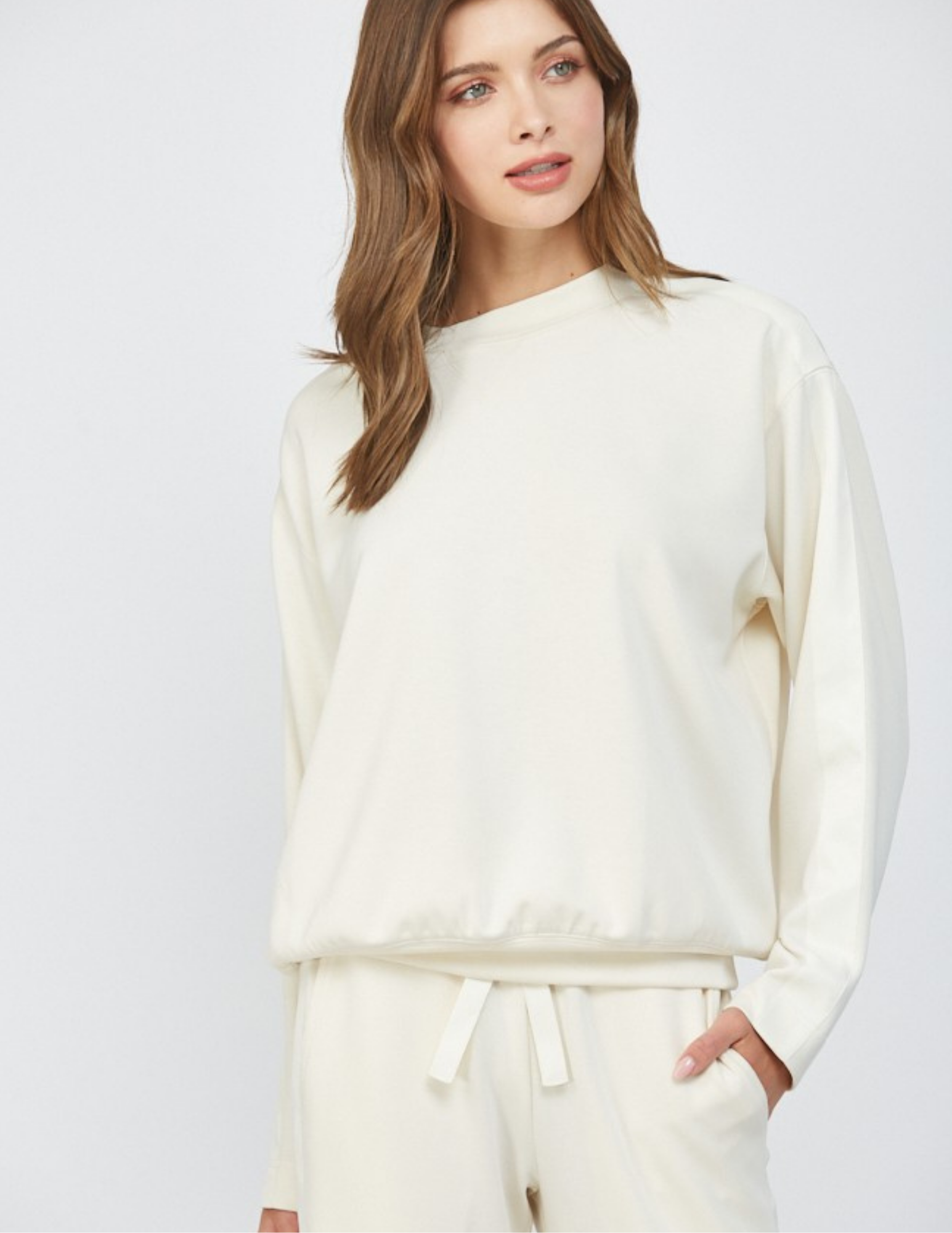 Crew Neck French Vanilla Top - Tres Chic Boutique