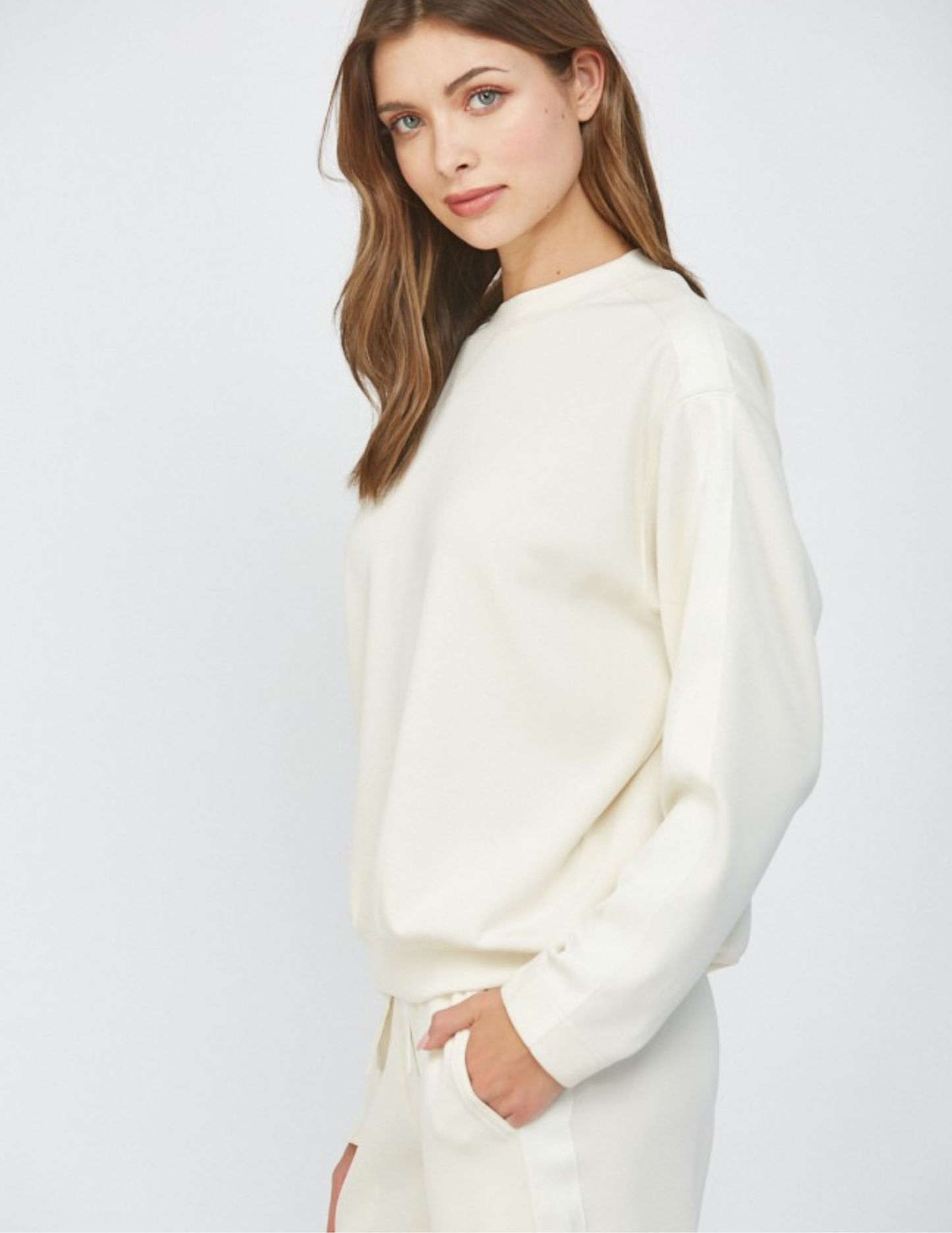 Crew Neck French Vanilla Top - Tres Chic Boutique