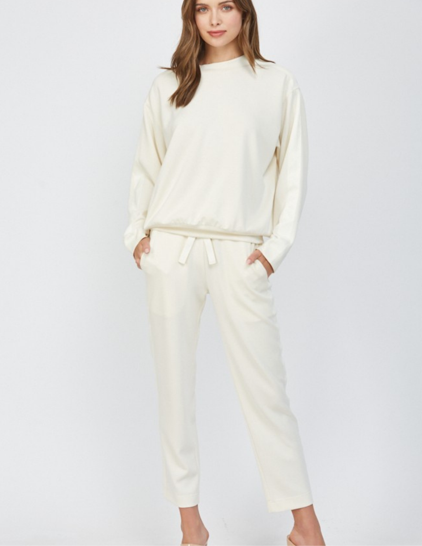 Crew Neck French Vanilla Top - Tres Chic Boutique