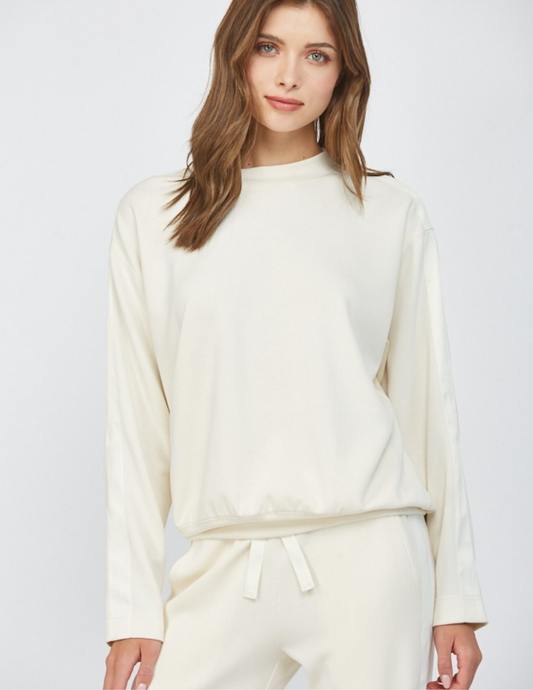 Crew Neck French Vanilla Top - Tres Chic Boutique