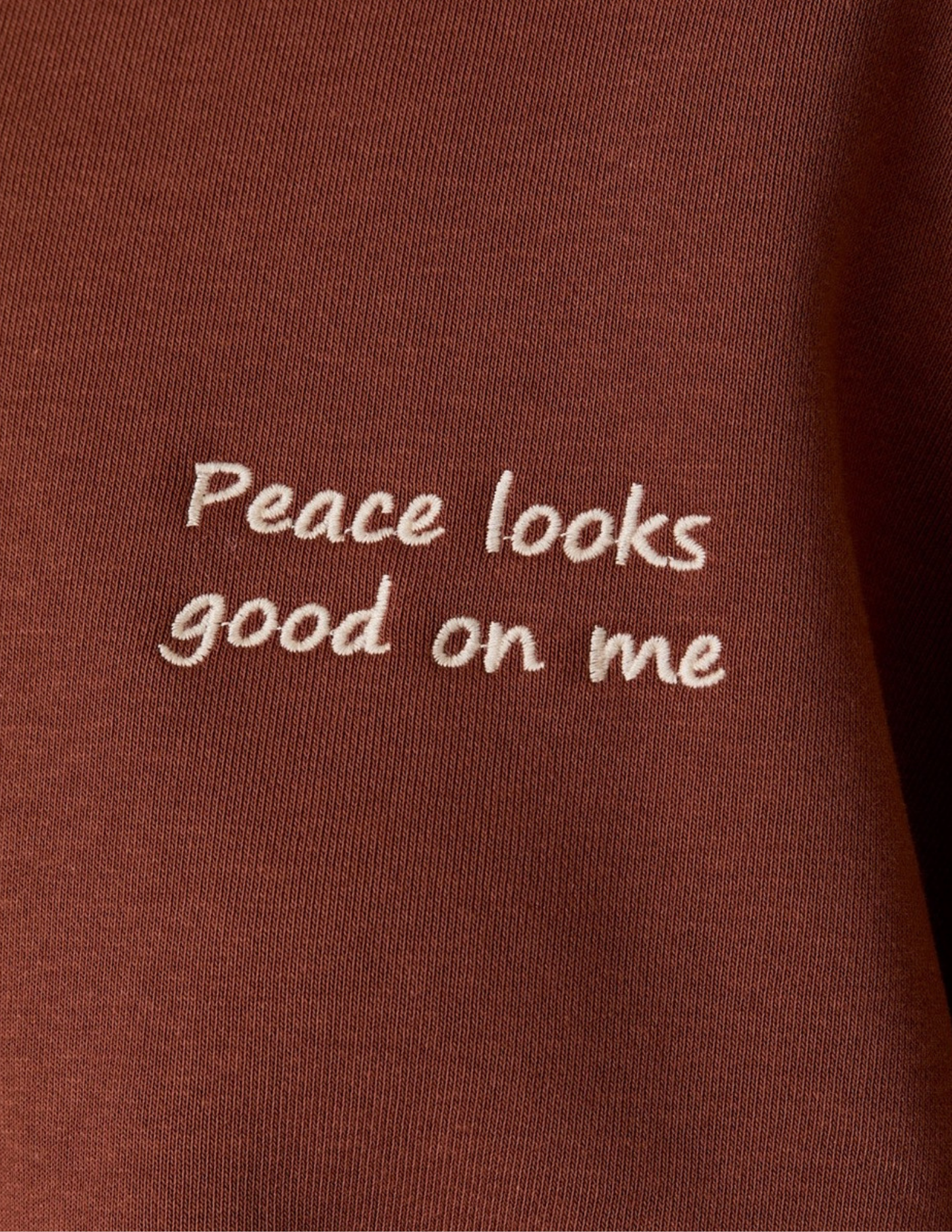 Crew Neck Patch Sweatshirt- Brown