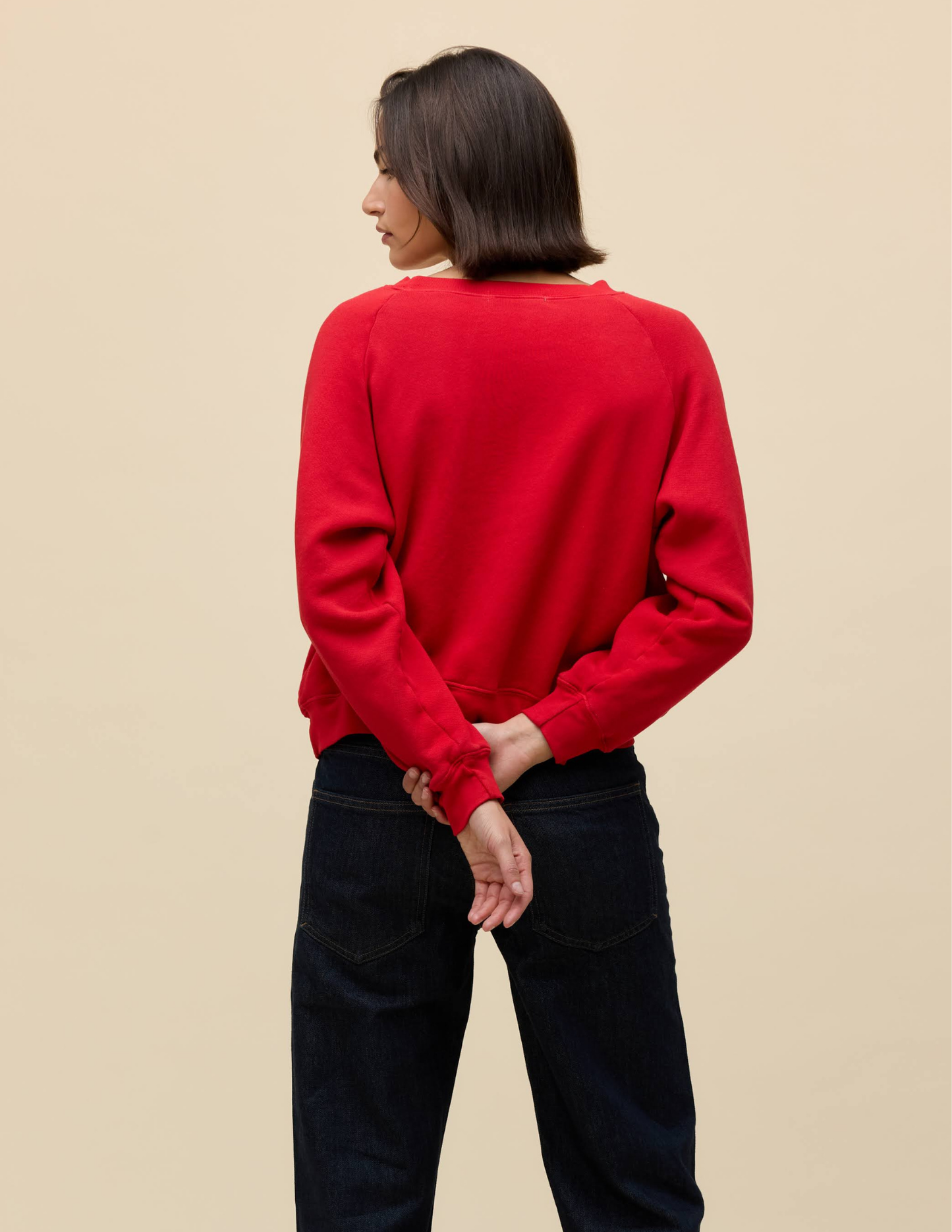 Blondie Self- Titled Shrunken Raglan Sweatshirt- Ruby Red