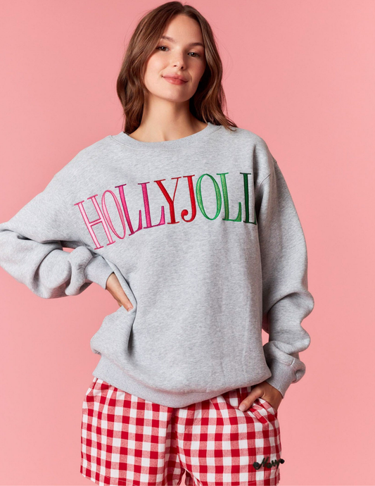 Holly Jolly Embroidered Sweatshirt