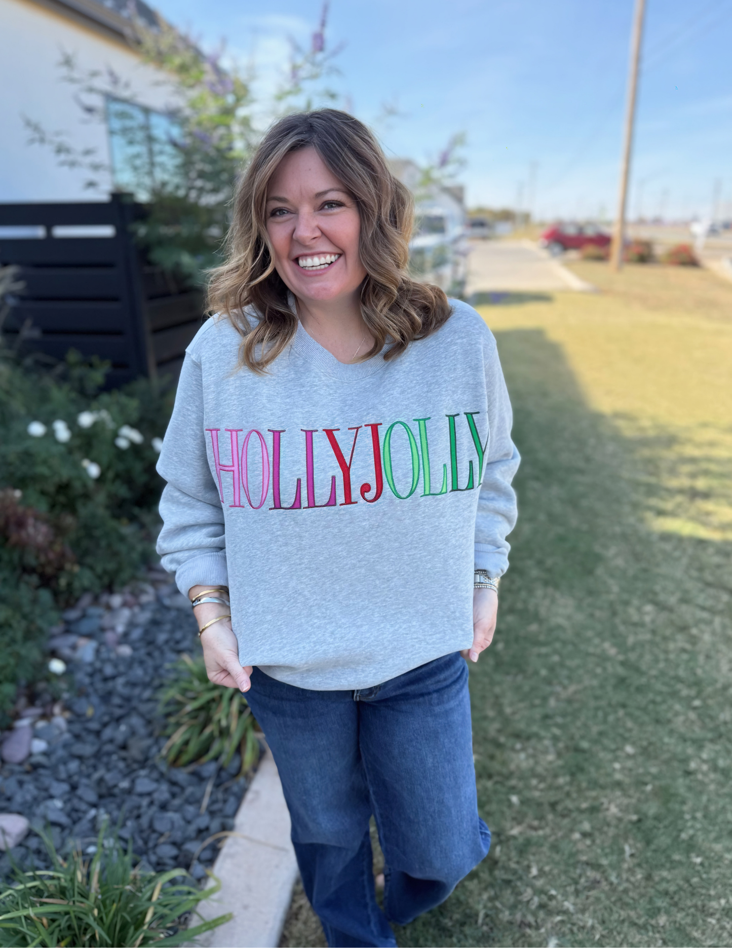 Holly Jolly Embroidered Sweatshirt