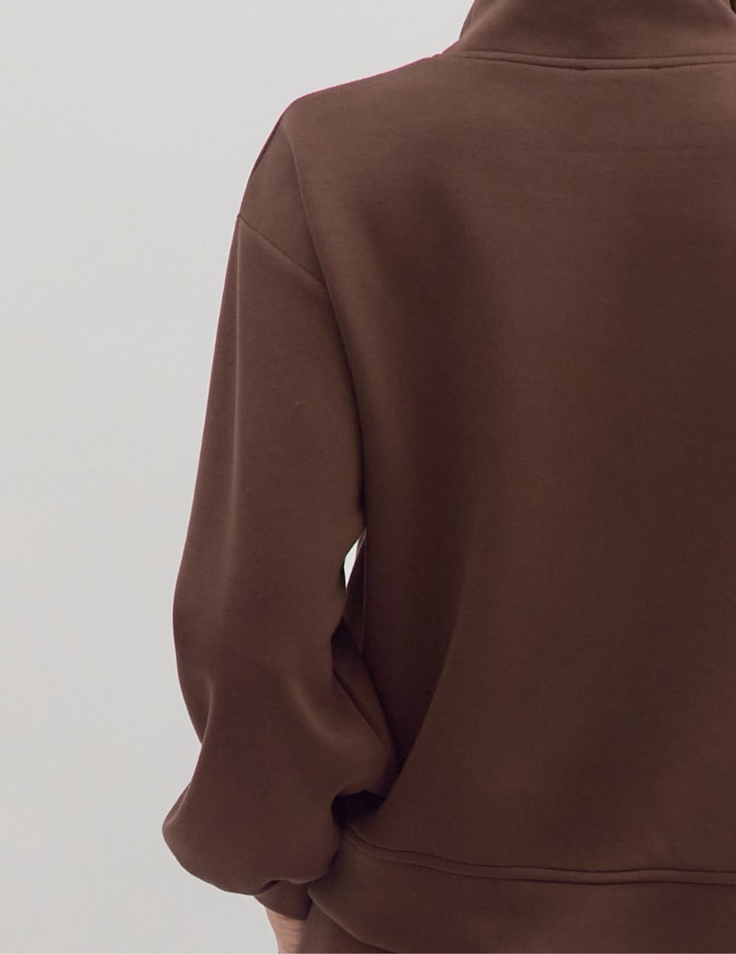 Knit Quarter Zip Pullover- Espresso