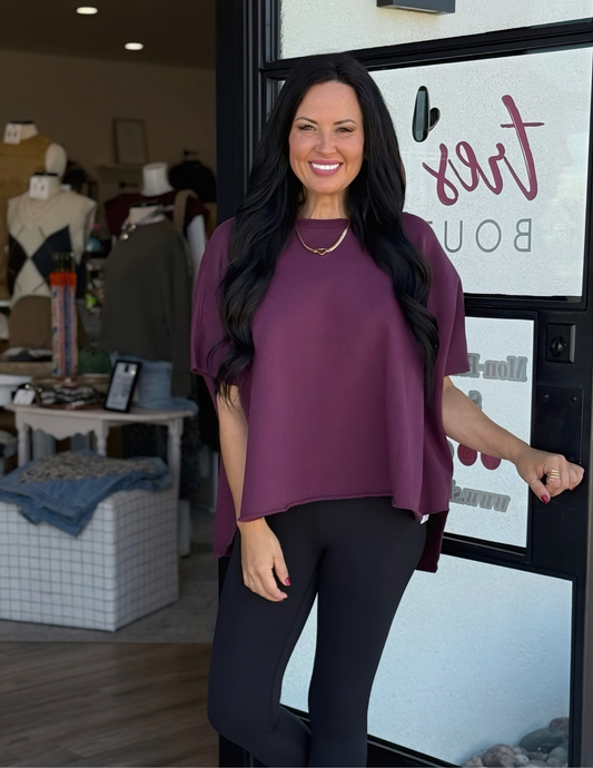 Malibu Vintage Dolman Top - Dark Plum - Tres Chic Boutique