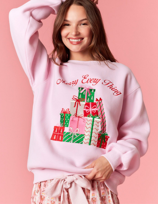 Merry Metallic Embroidery Sweatshirt