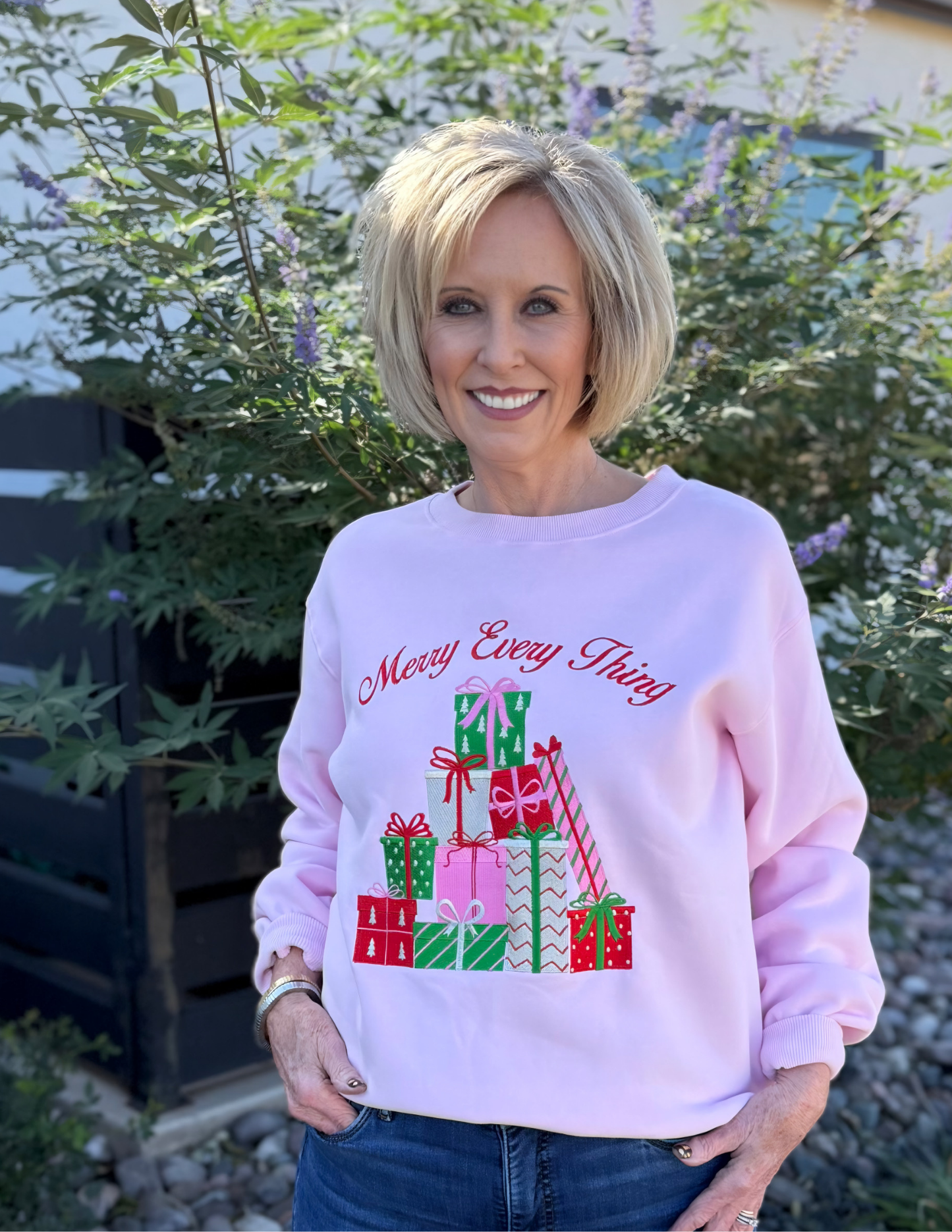 Merry Metallic Embroidery Sweatshirt