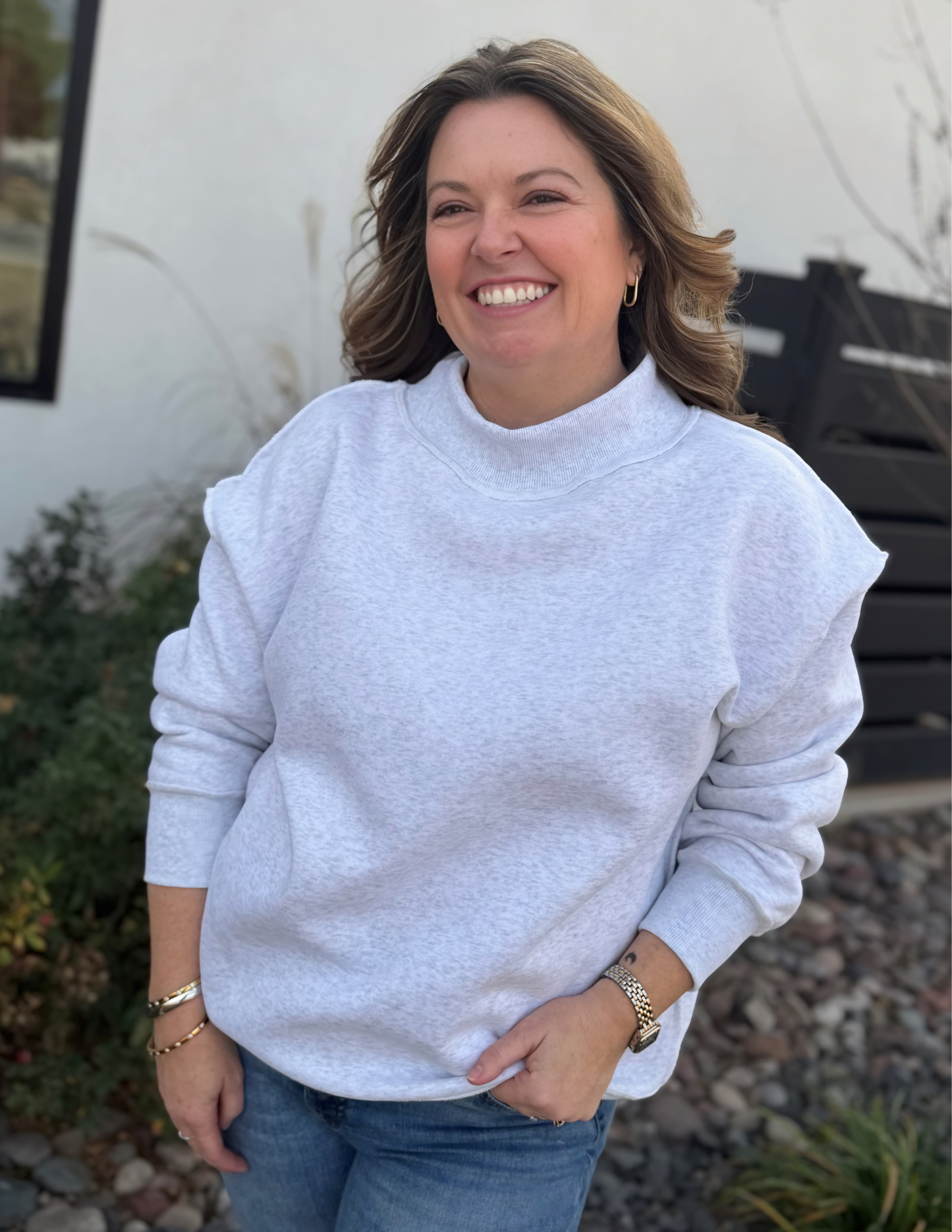 Mock Neck Sweatshirt - Ash