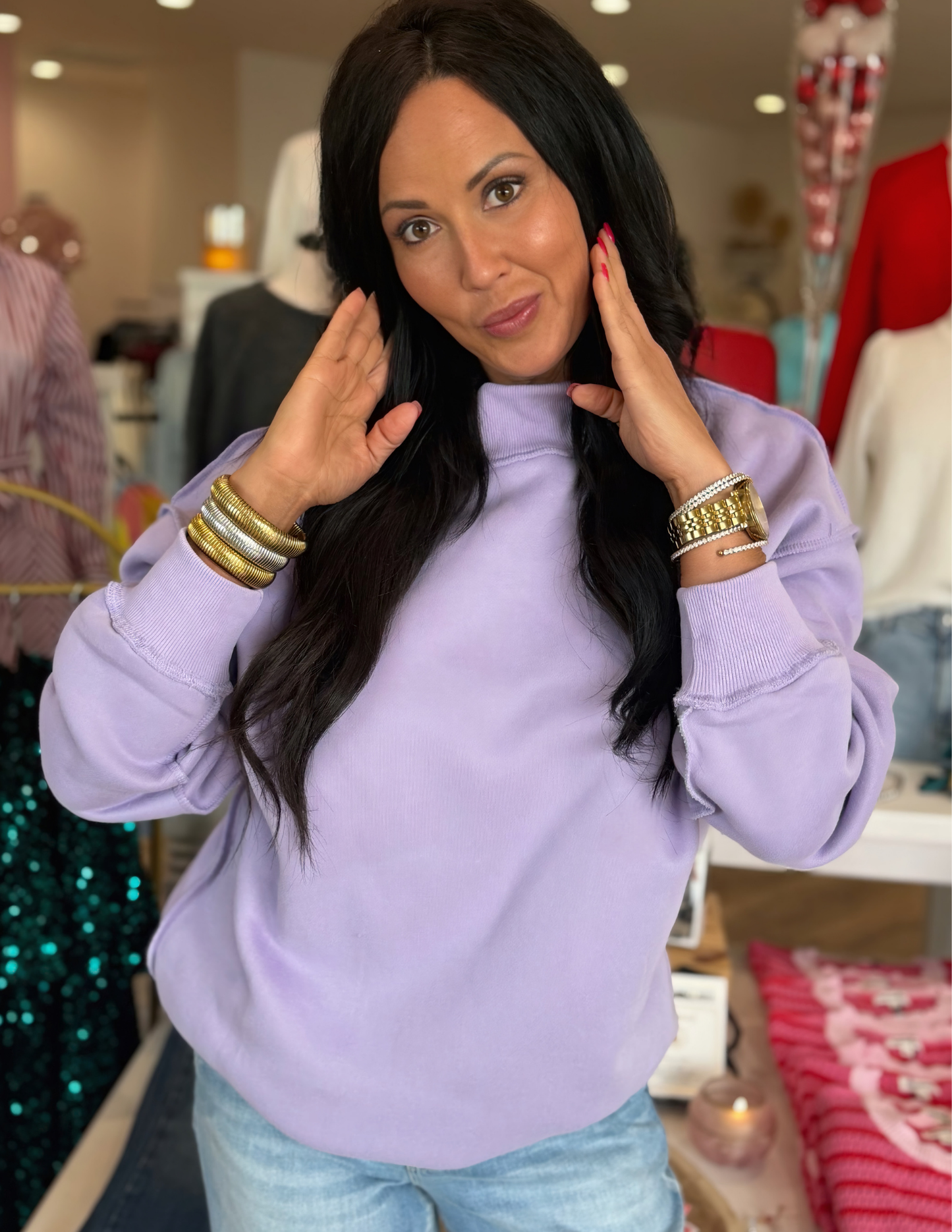 Mock Neck Sweatshirt - Lavender