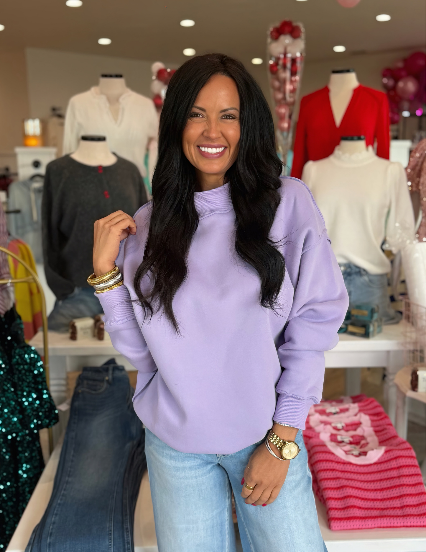 Mock Neck Sweatshirt - Lavender